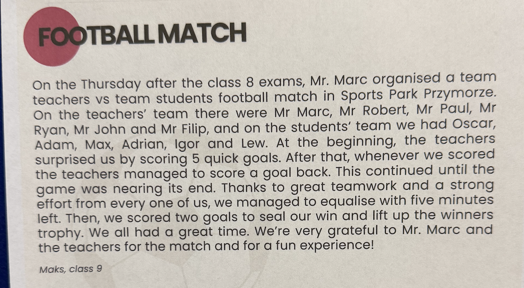 School football match community event