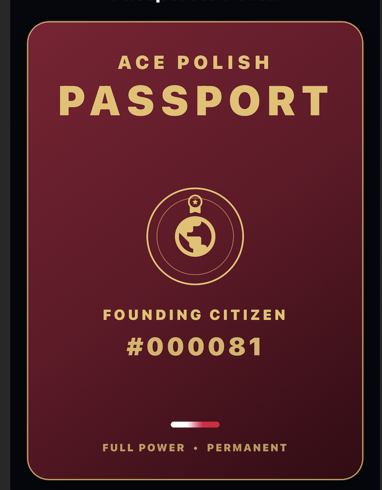 ACE Polish Passport Founding Citizen number 000081